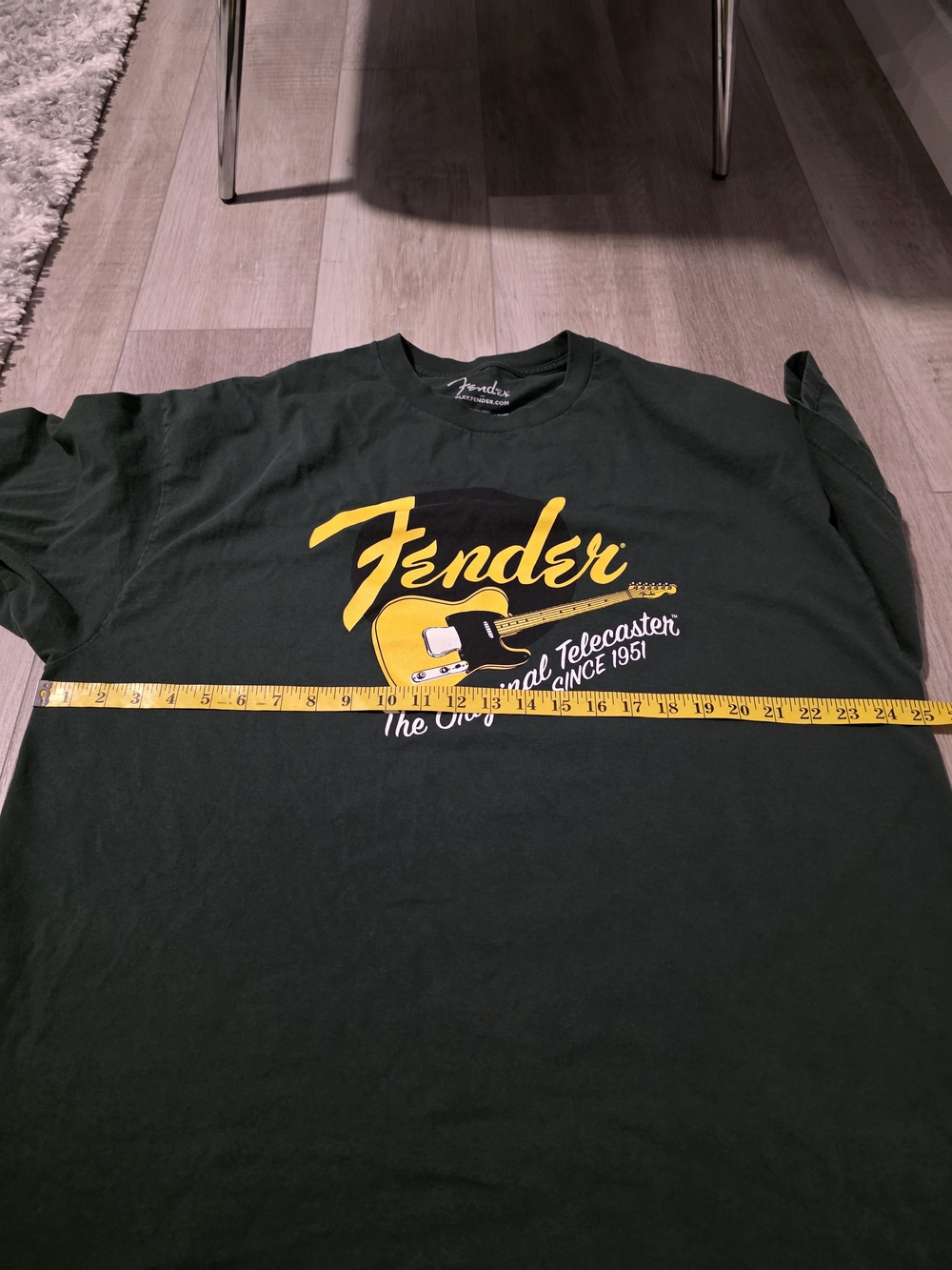 Fender Telecaster Graphic T-Shirt XXL Green Yellow Guitar Band Tee 100% Cotton - Picture 7 of 8